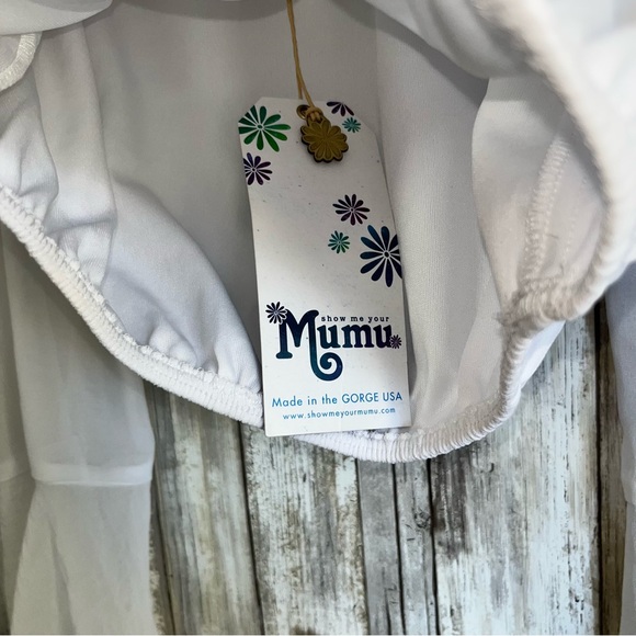 NWT Show Me Your Mumu Love Spell white Ruffle Crop Top Revolve - Picture 6 of 7